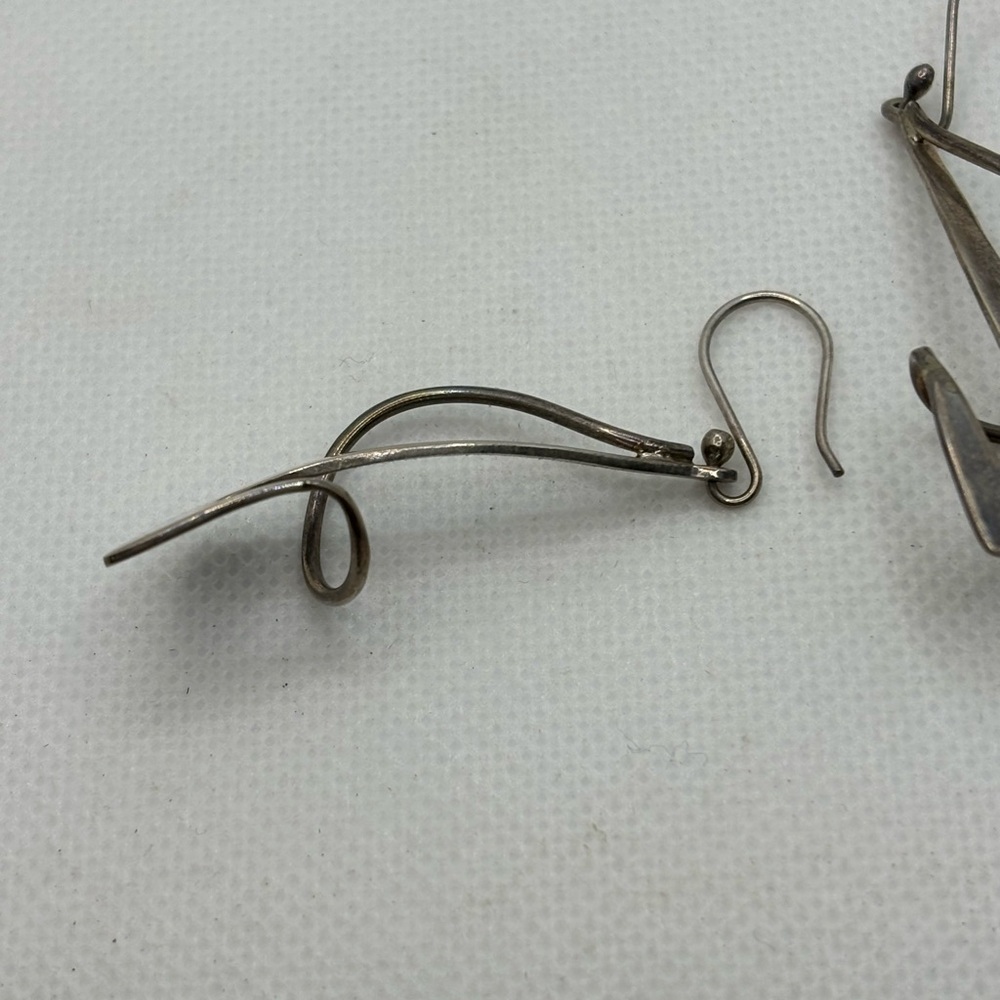 HOB 925 Modernist Dangle Earrings.  Around 2” long not counting hooks. - Picture 5 of 15